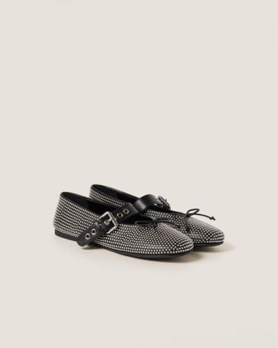 Miu Miu Calf Leather Ballerina Flats - Black