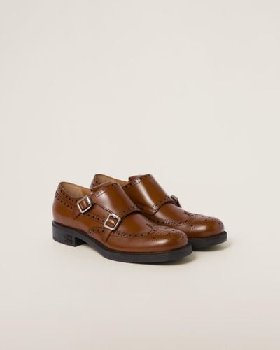 Miu Miu X Church's Leather Brogue Shoes - Brown