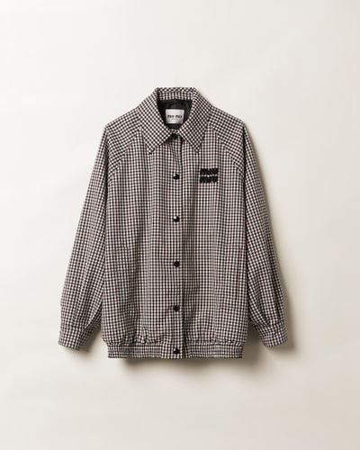 Miu Miu Gingham Check Blouson Jacket - Gray