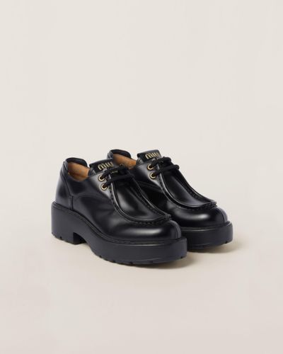 Miu Miu Leather Lace-up Shoes - Black