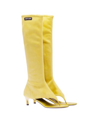 Miu Miu Suede Thong Boots - Yellow