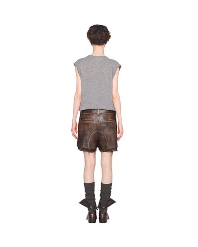 Miu Miu Vintage-look Nappa Leather Shorts - Brown