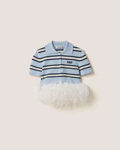 Miu Miu Silk And Cotton Knit Polo Shirt - Blue