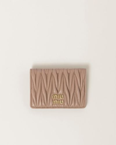 Miu Miu Matelassé Nappa Leather Card Holder - Natural