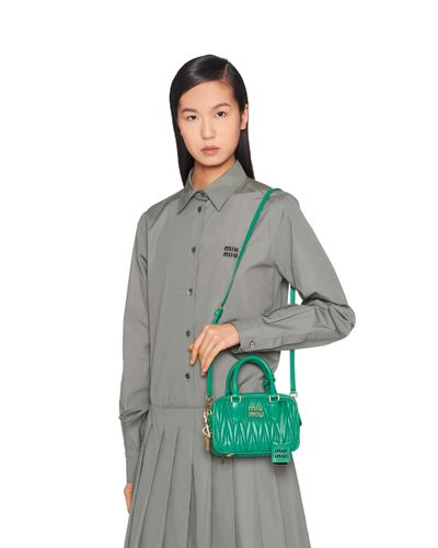 Miu Miu Matelassé Nappa Leather Top-handle Bag - Green