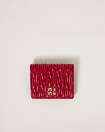 Miu Miu Small Matelassé Nappa Leather Wallet - Red
