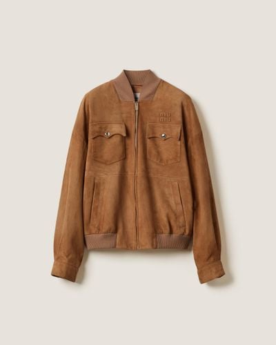 Miu Miu Suede Nappa Leather Jacket - Brown