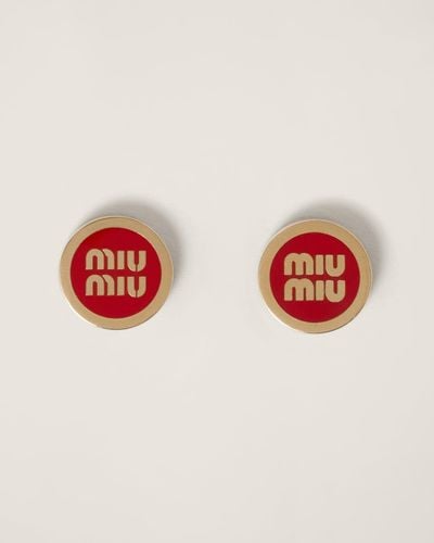Miu Miu Enamelled Metal Earrings - Red