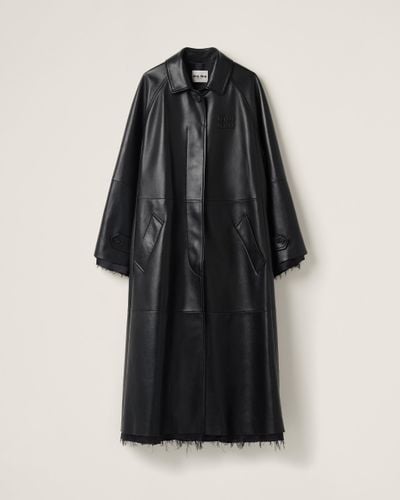 Miu Miu Nappa Leather Coat - Black