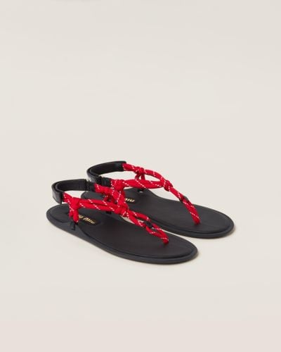 Miu Miu Riviere Cord And Leather Sandals - Red