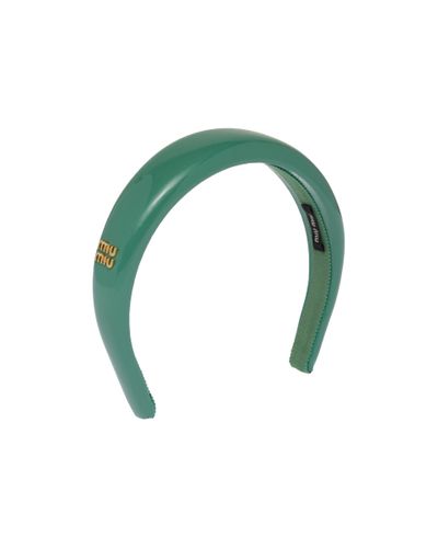 Miu Miu Patent Leather Headband - Green