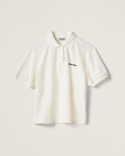 Miu Miu Cotton Piqué Polo Shirt - White