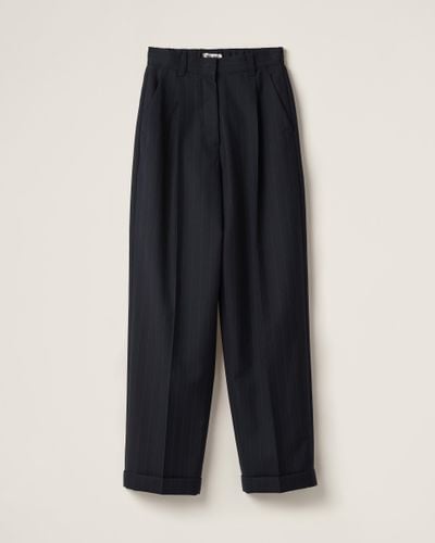 Miu Miu Pinstriped Trousers - Black