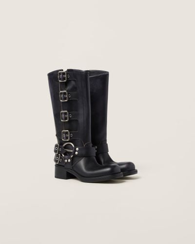 Miu Miu Leather Boots - Black