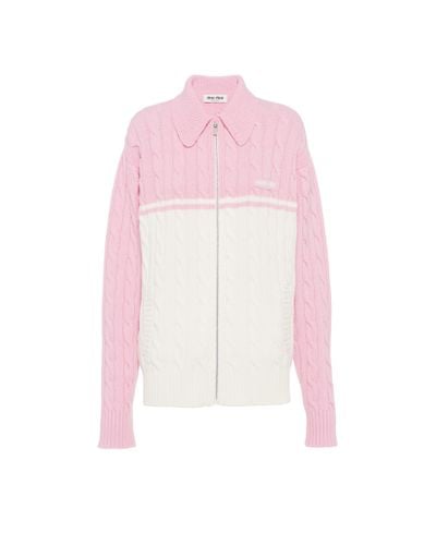 Miu Miu Oversized Wool And Cashmere Cardigan - Pink