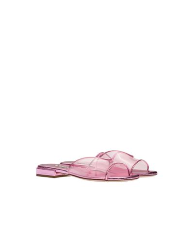 Miu Miu Plexiglas And Metallic Leather Sandals - Pink
