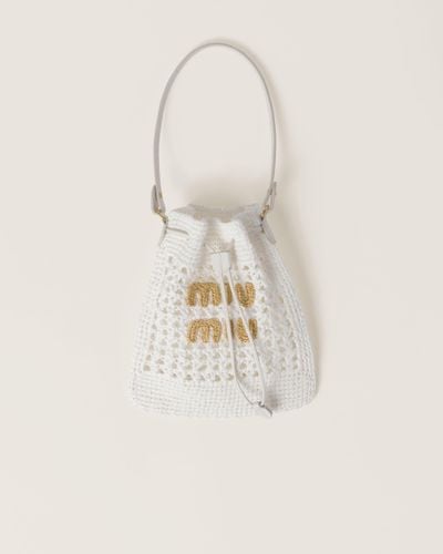 Miu Miu Woven Fabric Mini-Bag - White