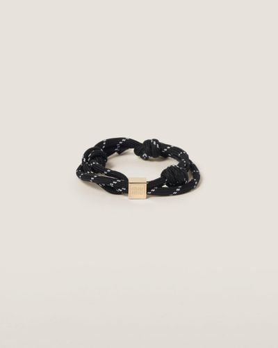 Miu Miu Cord And Nylon Bracelet - Black