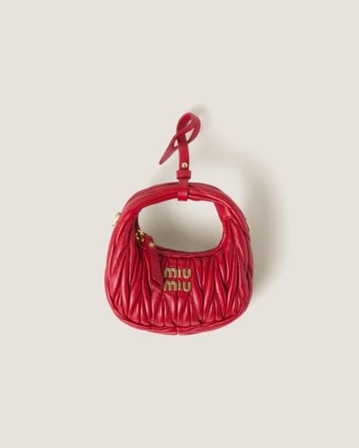 Miu Miu Wander Matelassé Nappa Leather Micro Hobo Bag - Red