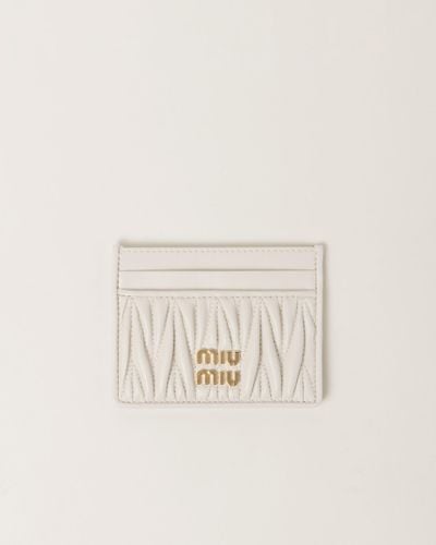 Miu Miu Matelassé Nappa Leather Card Holder - Natural