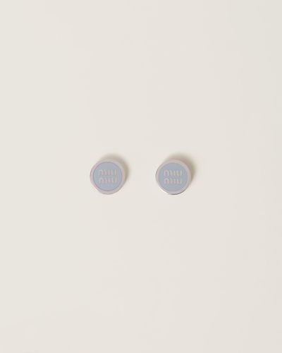 Miu Miu Enamelled Metal Earrings - White