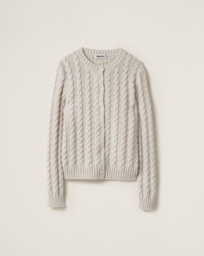 Miu Miu Cashmere Knit Cardigan - Natural