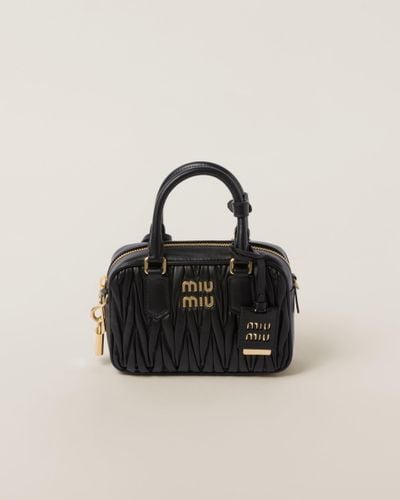 Miu Miu Arcadie Matelassé Nappa Leather Bag - Black