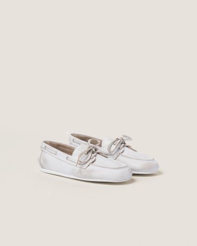 Miu Miu Unlined Bleached Leather Loafers - White