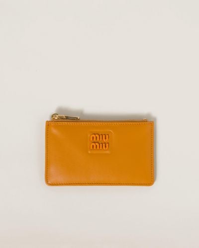 Miu Miu Leather Envelope Wallet - Orange