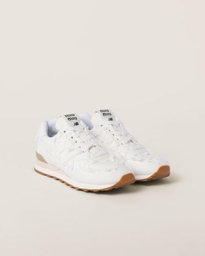 Miu Miu New Balance 574 X Denim Sneakers - White