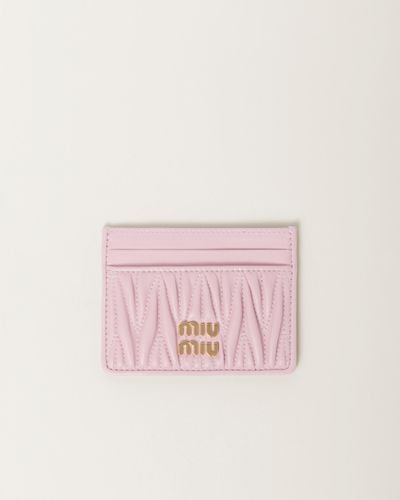 Miu Miu Matelassé Nappa Leather Card Holder - Pink