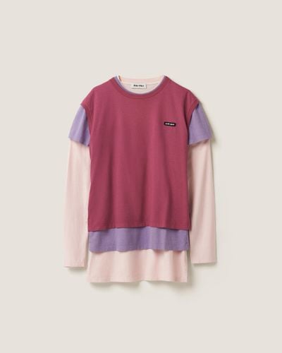 Miu Miu Set Of 3 Jersey T-Shirts - Purple