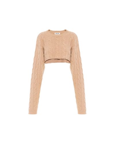 Miu Miu Cropped Cashmere Sweater - Pink