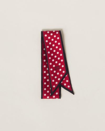 Miu Miu Printed Twill Scarf - Red