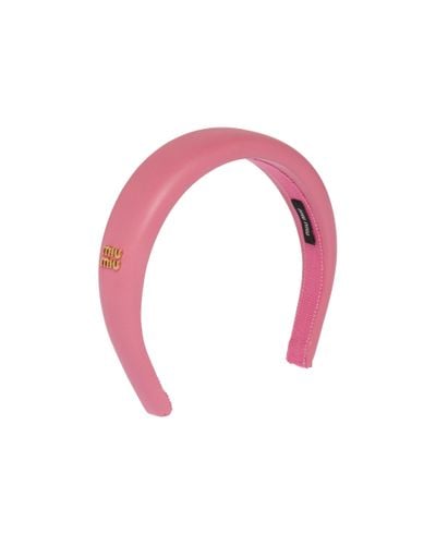Miu Miu Nappa Leather Headband - Pink