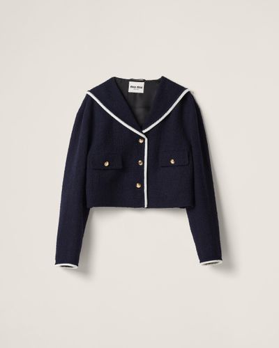 Miu Miu Single-Breasted Tweed Jacket - Blue