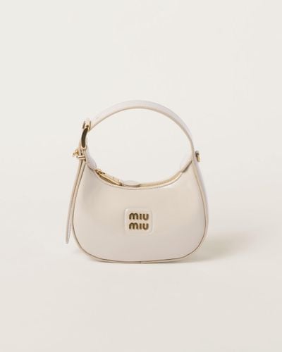 Miu Miu Patent Leather Hobo Bag - Natural