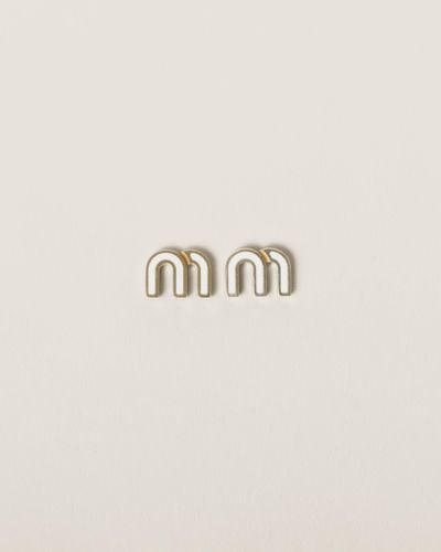 Miu Miu Enameled Metal Earrings - Natural