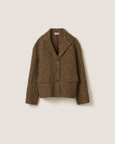 Miu Miu Wool And Cotton Jacket - Brown