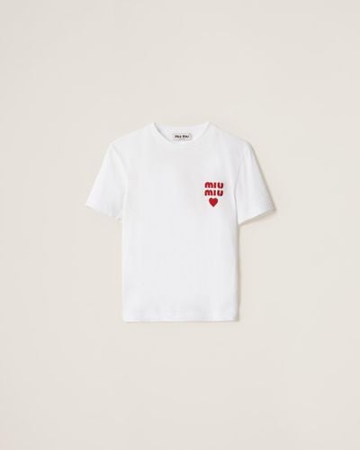 Miu Miu Cotton Jersey T-Shirt - White
