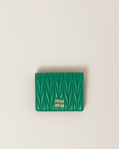 Miu Miu Small Matelassé Nappa Leather Wallet - Green