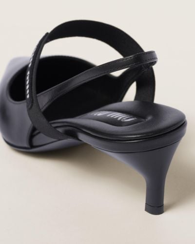 Miu Miu Leather Slingback Court Shoes - Black