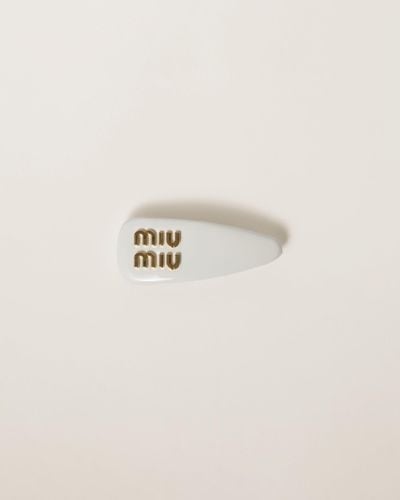 Miu Miu Patent Leather Hair Clip - White