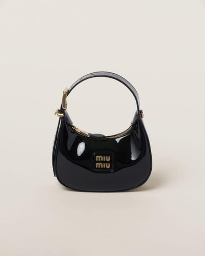 Miu Miu Patent Leather Hobo Bag - Black