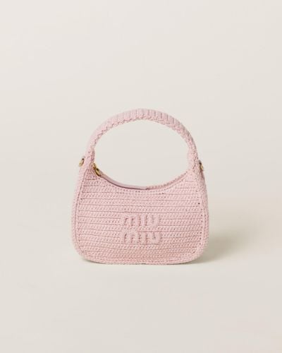 Miu Miu Wander Crochet Hobo Bag - Pink