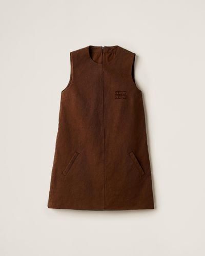 Miu Miu Garment-dyed Gabardine Mini-dress - Brown