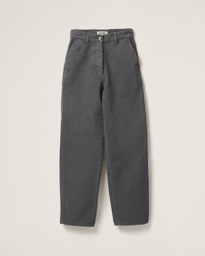Miu Miu Garment-Dyed Gabardine Pants - Gray