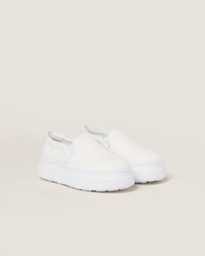 Miu Miu Washed Cotton Drill Sneakers - White