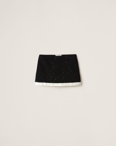 Miu Miu Sequined Bouclé Miniskirt - Black