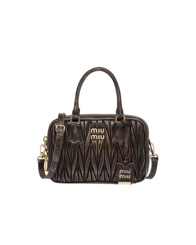 Miu Miu Matelassé Nappa Leather Top-handle Bag - Black